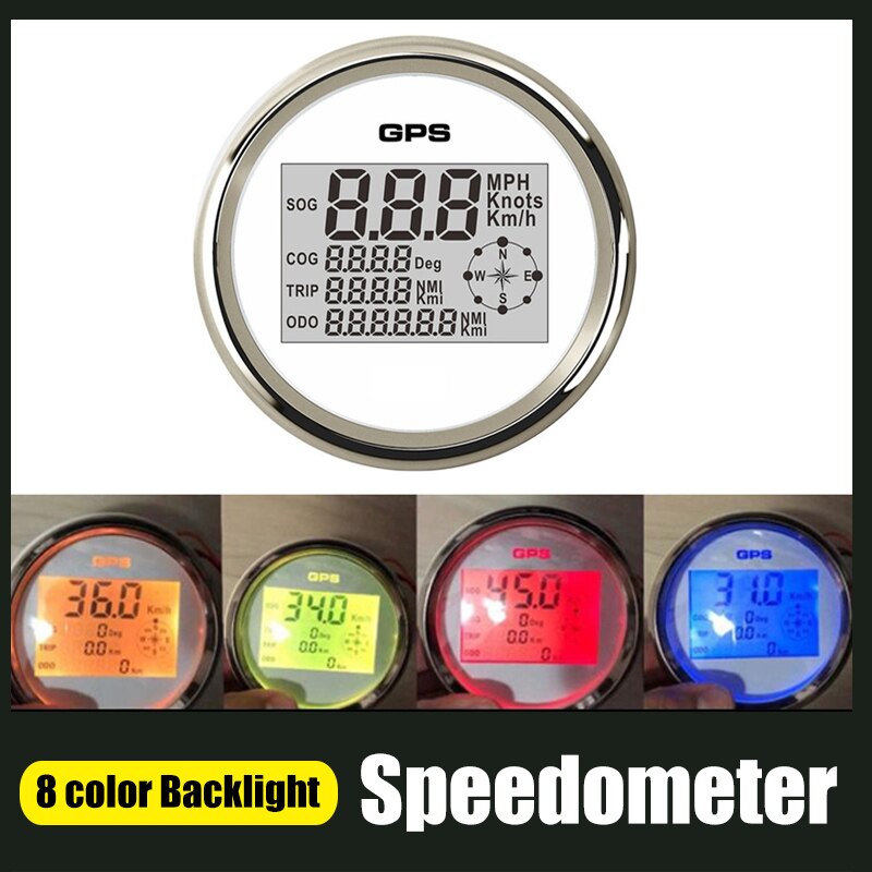 Digitale Gps Snelheidsmeter 8 Kleur Backlight Kilometerstand 0-999 Knopen Km/H Mph 12V/24V voor Boot Auto Motor Speed Gauge