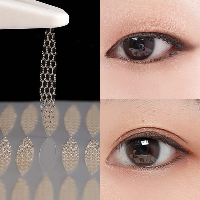 240/360pcs Gauze Mesh Lace Invisible Double-fold Eyelid Sticker Transparent Invisible Self-adhesive Eyelid Tape Sticker