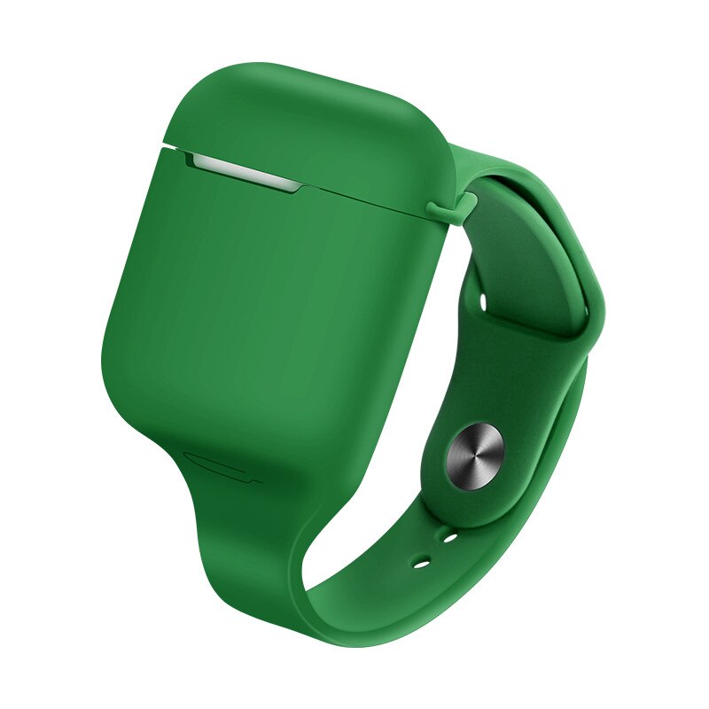 Esportes caso de silicone para airpods 2 caso faixa de pulso earpods casos para airpod ar vagens 1 capa coque macio portátil pulseiras luxo: Green