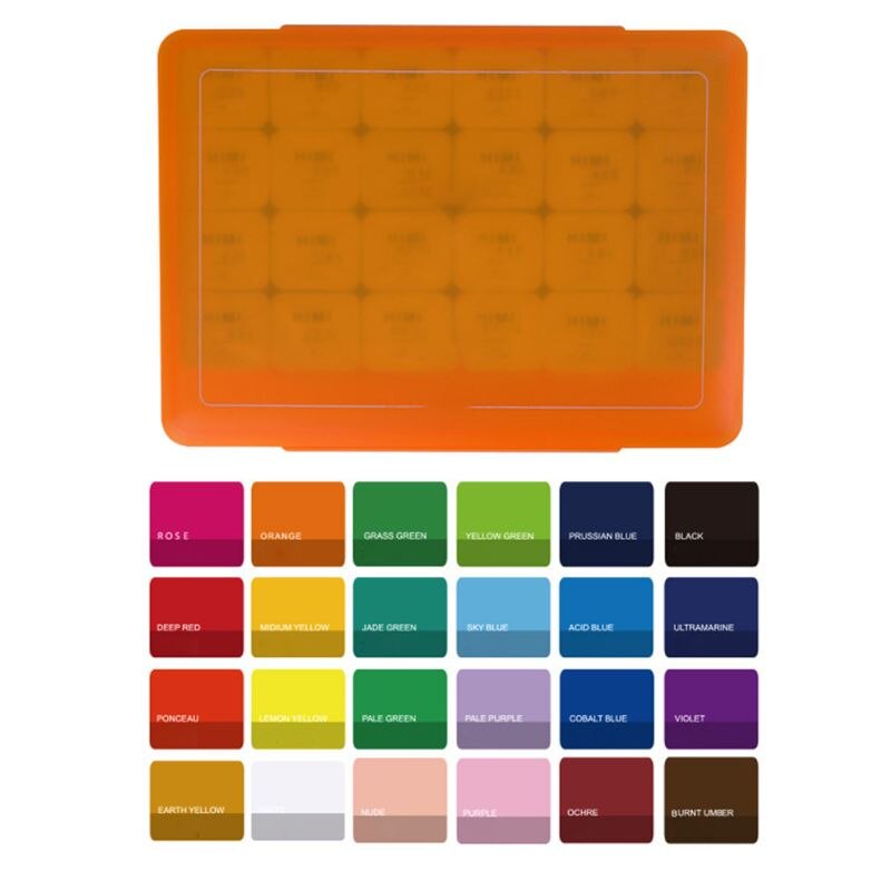 18/24 farver gouache maling sæt med palet 30ml akvarel til kunstnerstuderende giftfri: H