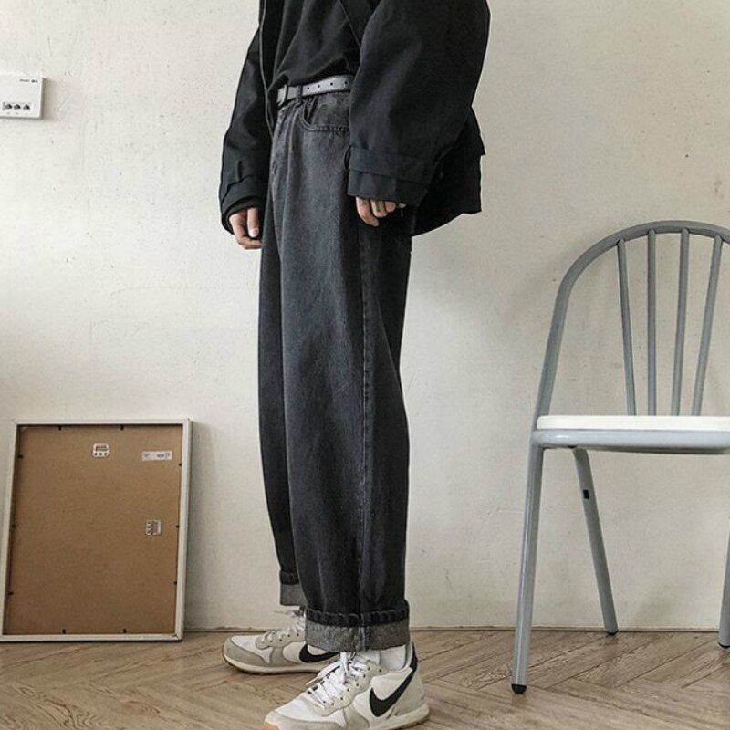 jeans herre fast enkel ankellang fritid Plus størrelse 3xl løse herre denimbukser bf streetwear årgang ulzzang