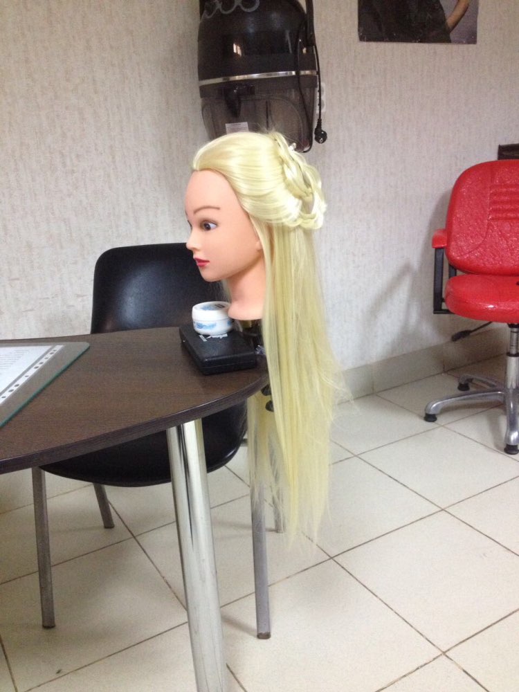 CAMMITEVER White Hair Mannequin Hairstyling Hairdressing Training Head White Hair Mannequin Head Cosmetology For Girl Practice