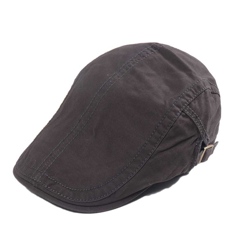 Spring Summer Men's Hats Duckbill Berets Hat for Male Washed Cotton Solid Golf Visors Herringbone Flat Caps Casquette: Dark Grey