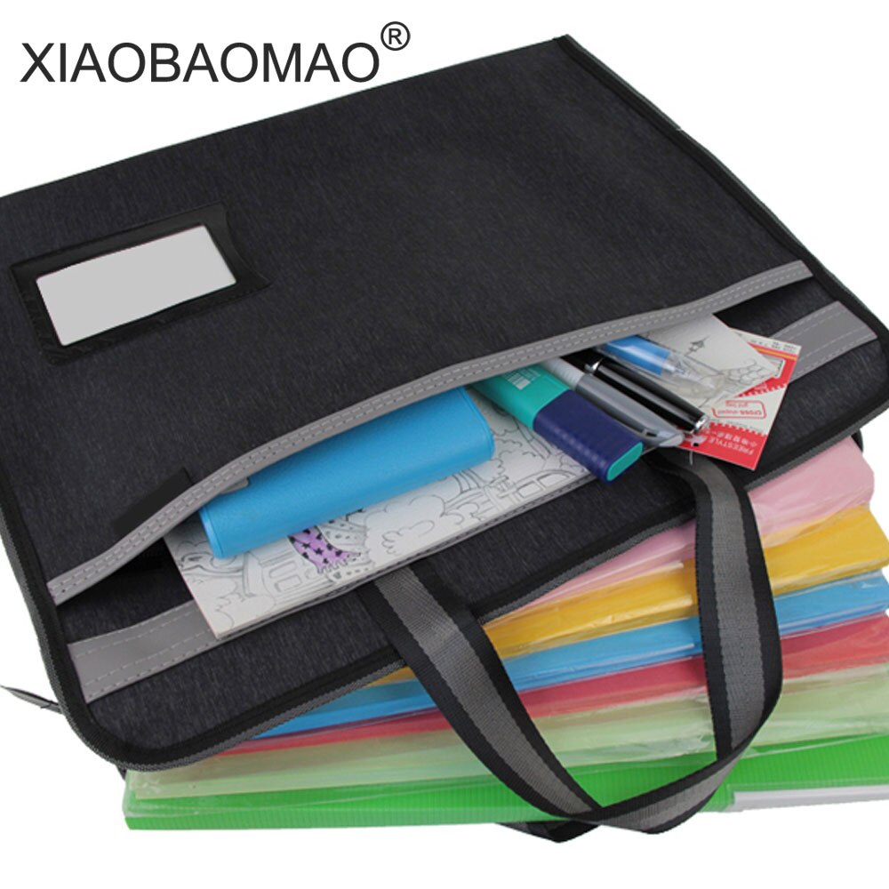 Canvas file folder a4 zipper file bag business office school paper file organizer briefcase Transaction package