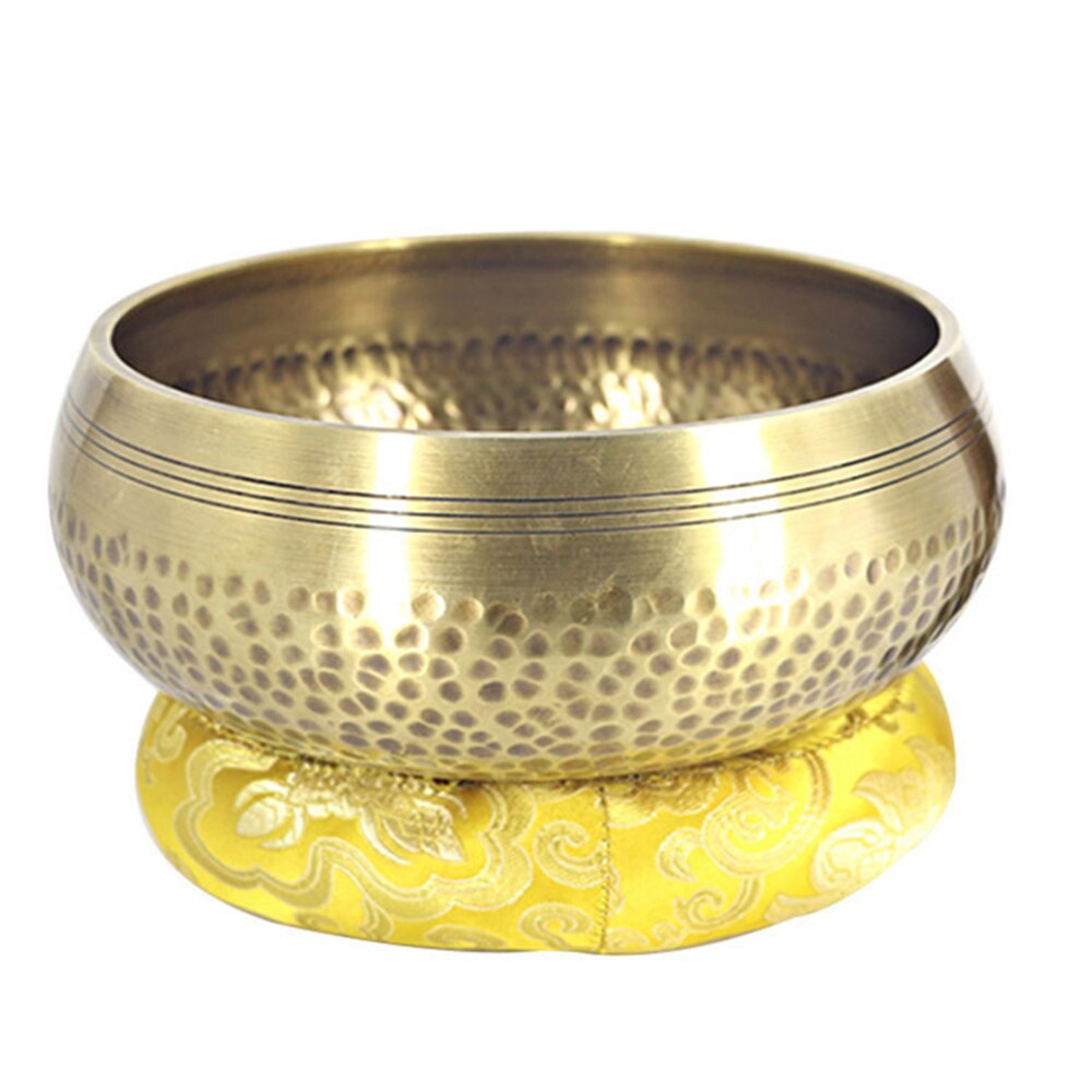 1pc buddhistiska ljudskål chanting skål yoga meditation ljudterapi skål ren koppar skål med träpinne packning (gul)