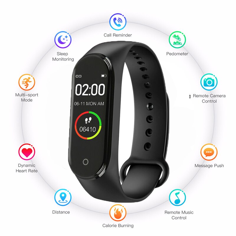 Label sport smart  m4 horloge mannen en vrouwen hartslag bloeddrukmeter multifunctionele gezondheidsarmband