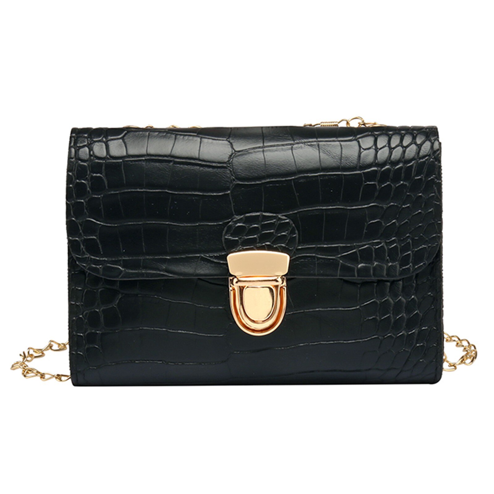 Ladies One-Shoulder Chain Small Square Bag Messenger Lock Bag Female Leather Solid Color Chain Handbag for Women