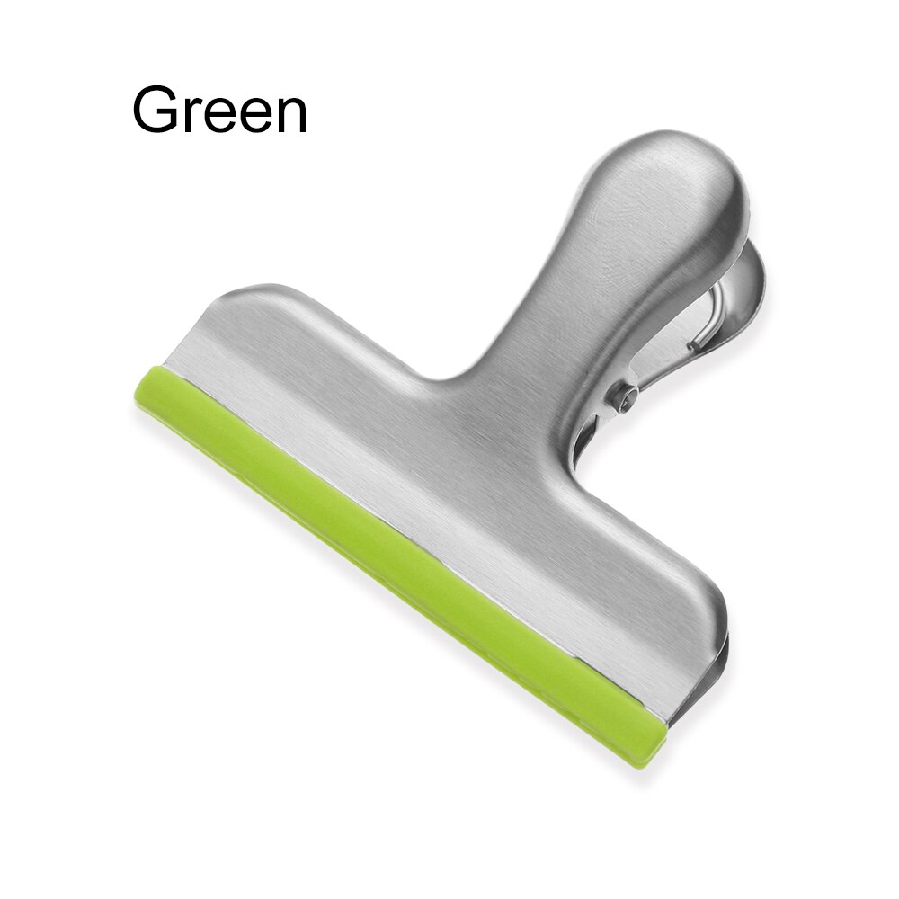 Roestvrij Staal Voedsel Opslag Clip Chip Zakken Tang Met Siliconen Strakke Seal Bag Clips Breed Duurzaam Keuken Accessoires 8Cm: green