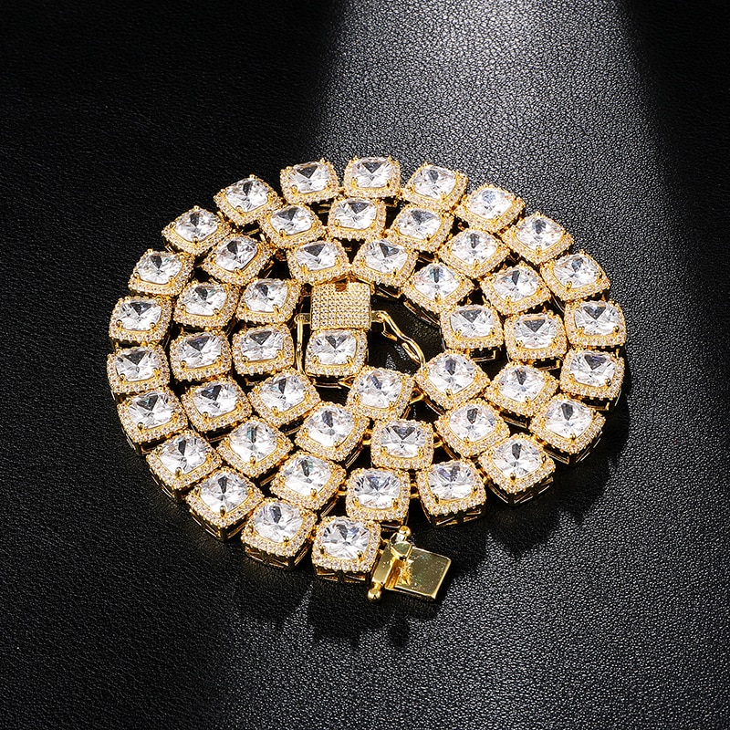 Hip Hop 10Mm Bling Zirconia Iced Out Armband Ketting Geometrische Vierkante Aaa Cz Steen Tennis Ketting Voor Mannen vrouwen Sieraden