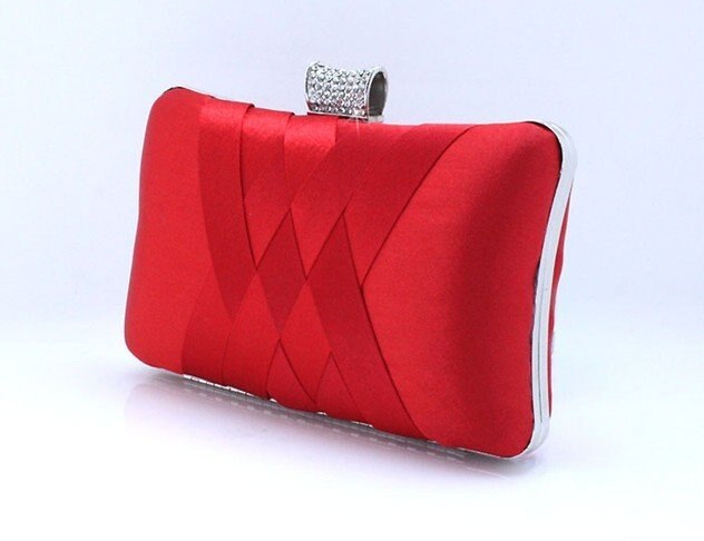 Femmes pochettes Satin mariée sac sac à main concepteur doux sacs de soirée fête sac à main de mariage pochette portefeuille sac à bandoulière 7395: Red