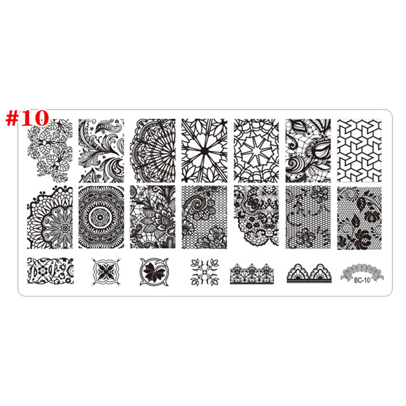 12*6cm Nail art Vorlagen Stanzen Platte Spitze serie Schmetterlinge/Blumen/Pflanzen Muster Transfer Druck vorlage: MPBC10