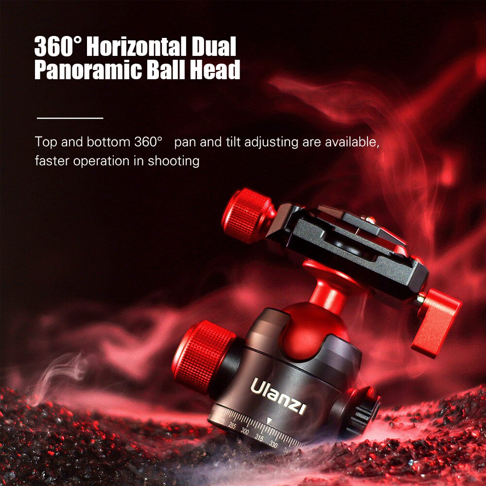 Mini Ball Head Dual 360° Panorama Adjusting with Cold Shoe Mount Quick Release Plate Compatible Arca-Swiss Peak ballhead