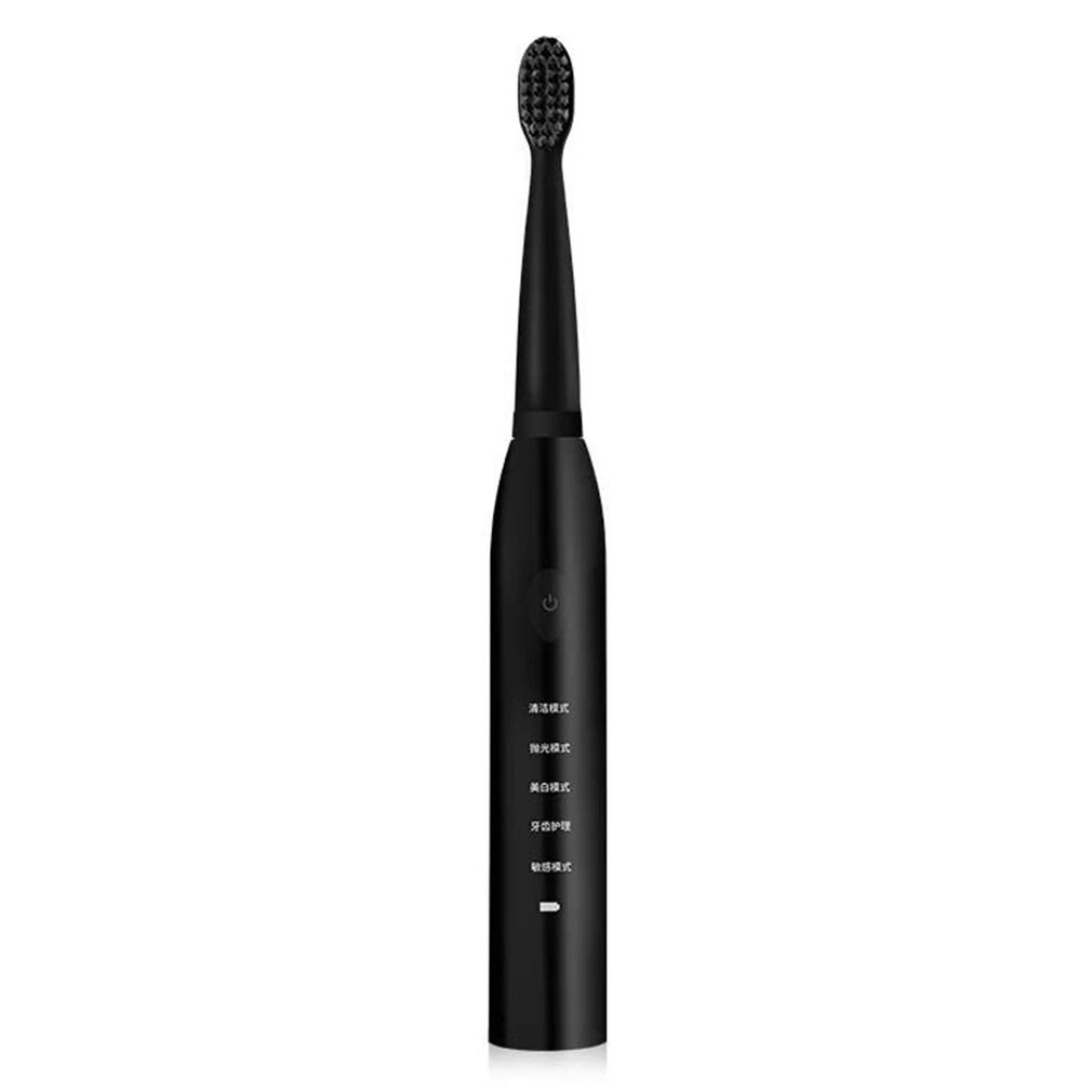 Electric Toothbrush Adult Rechargeable Toothbrush Sonic Automatic Soft Toothbrush Waterproof Usb Charging: black