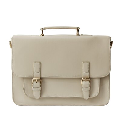 Engelse vintage dames aktetas met 3 manieren om te studeren: Beige