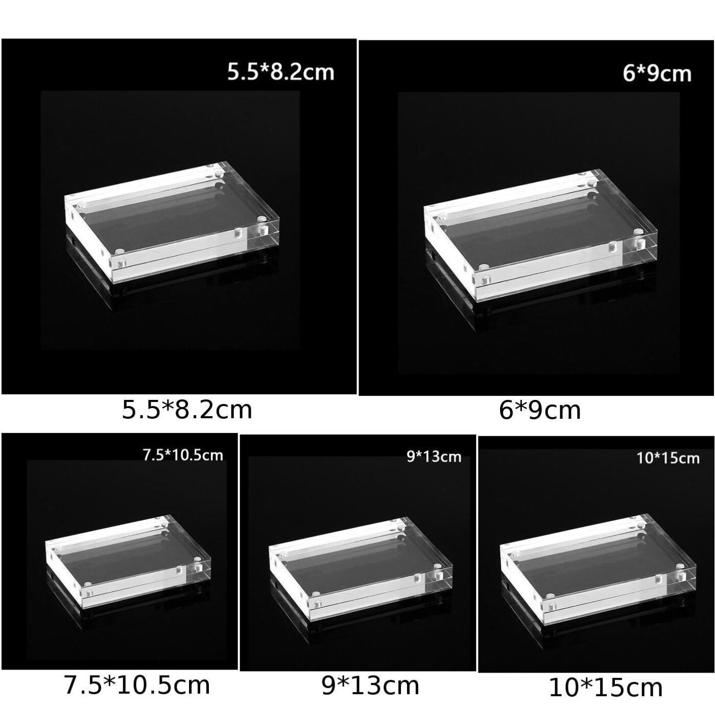 Non-toxic Right Angle Polished Clear Acrylic Magnetic Picture Photo Frame Decor