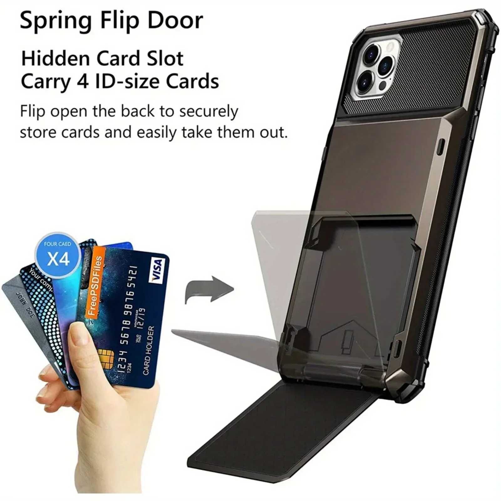 Wallet 5-Card Slot Credit Phone Case For iPhone 16 Pro Max 15 Plus 14 Pro 12 Pro SE Card Holder Cover Funda