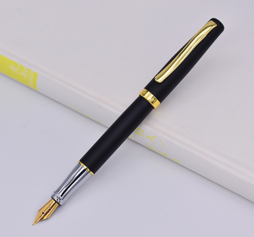 Duke Stalen Vulpen 209 Geavanceerde 22KGP Medium Penpunt 0.7mm, mat Zwart met Gouden Clip Schrijven Pen voor Office/Home