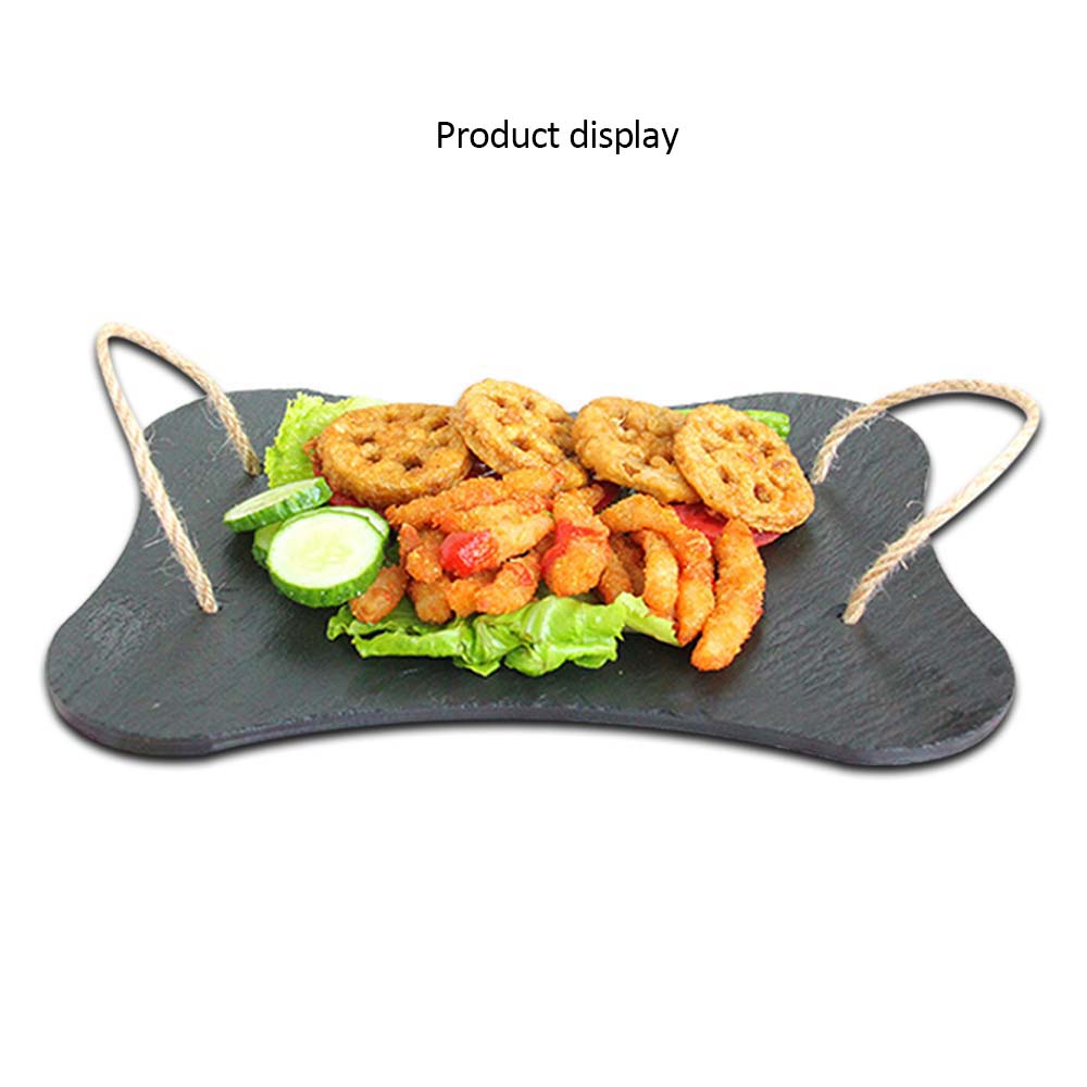 Placa de pizarra de personalidad creativa pizarra Irregular plato occidental estante para tartas restaurante suministros de cocina 29x18cm 20