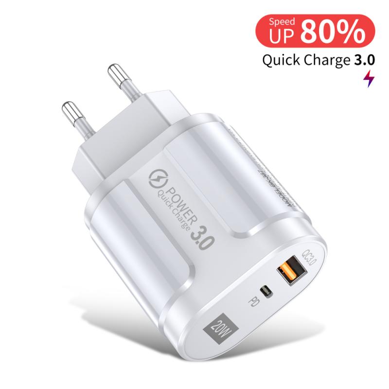 20W PD USB Type C Quick Charger Adapter For IPhone 12 11 Pro For Samsung S20 Fast Charging EU US Plug Travel Power Adapter