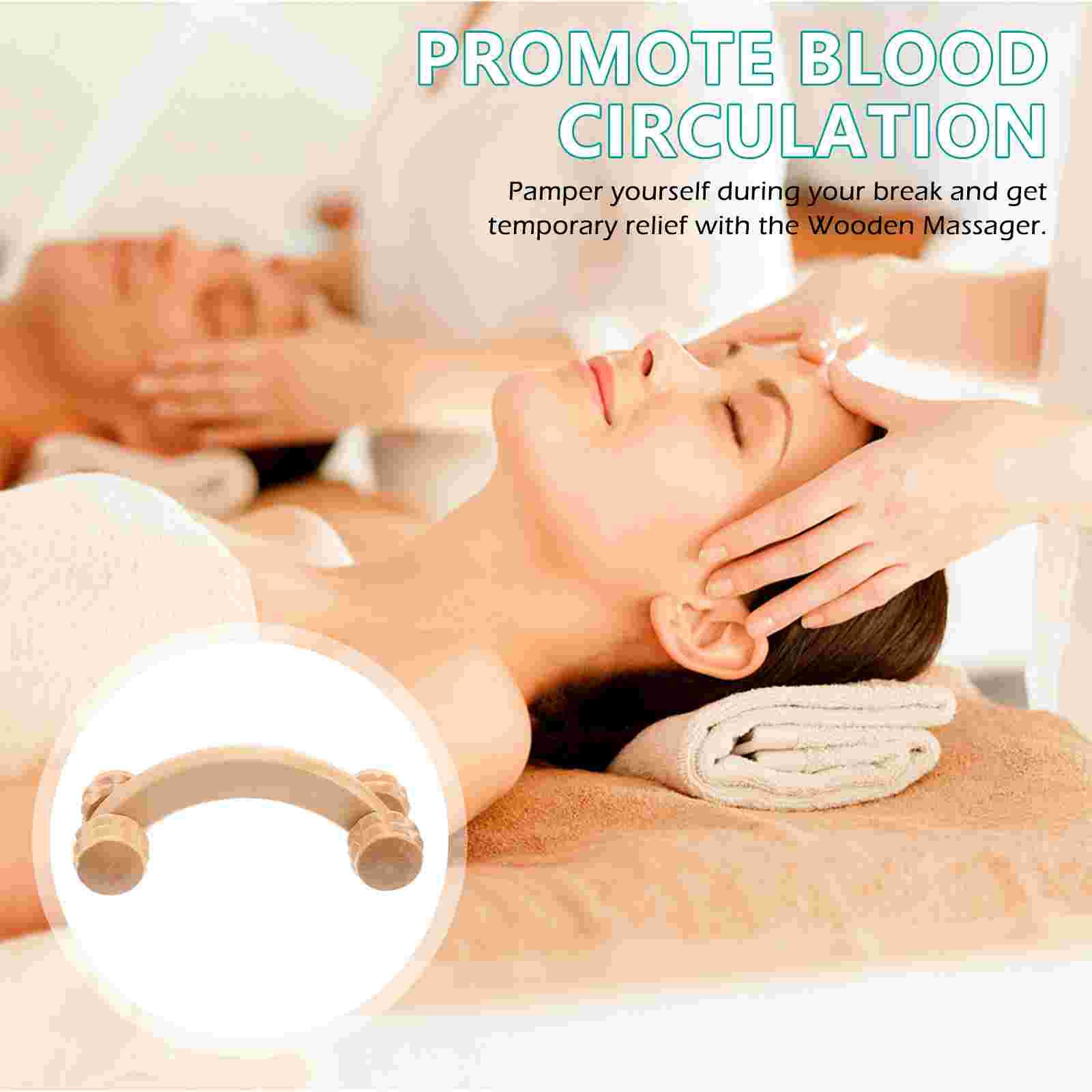 Wooden Roller Neck Massager 4-Wheels Manual Shoulder Massager for Full Body Neck Knee