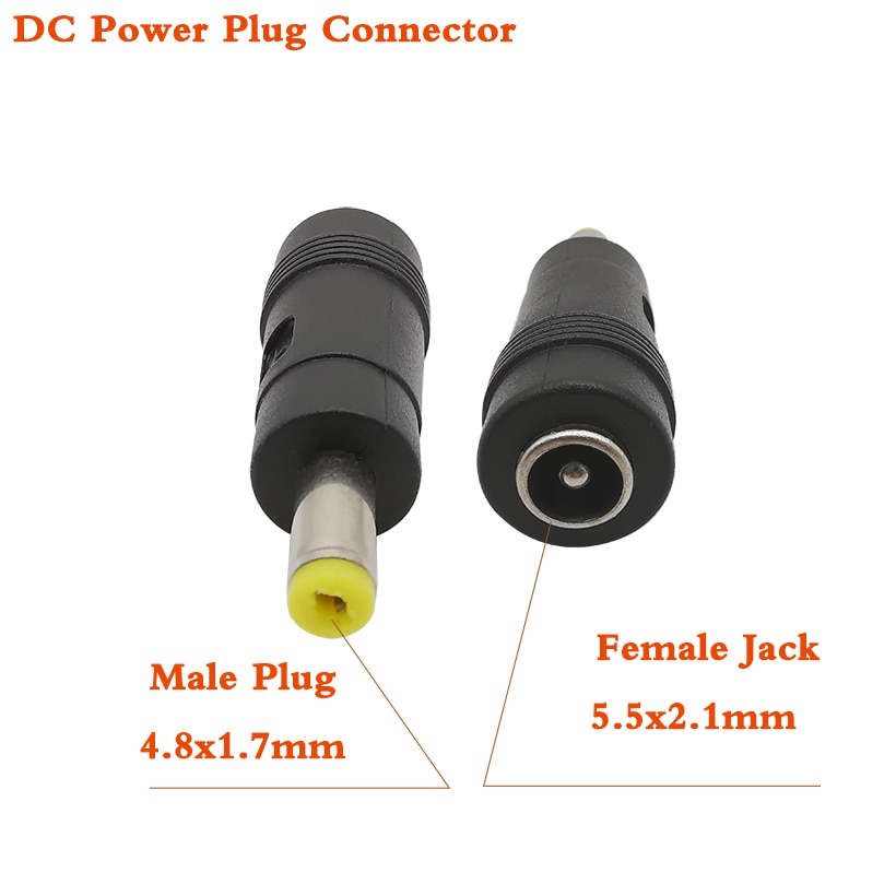 5Pcs Dc Voeding Plug Jack Connector 4.8X1.7Mm Male Plug Om 5.5X2.1Mm Vrouwelijke jack Connector 4.8X1.7 Tot 5.5X2.1 Dc Plug Jack