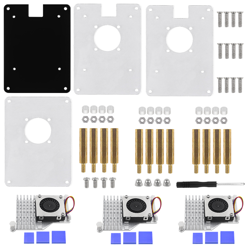 Raspberry Pi 5 Acrylic Case Transparent Shell with PWN Cooling Fan Stackable Plate Case for RPI 5 Pi5 Cluster DIY Electronic: Orange