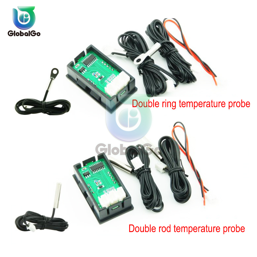 DC 4-30V 5V 12V 24V LED-display Dubbele digitale temperatuursensor Enkele spanning Dubbele thermometer met NTC 10K 3950 sondekabel
