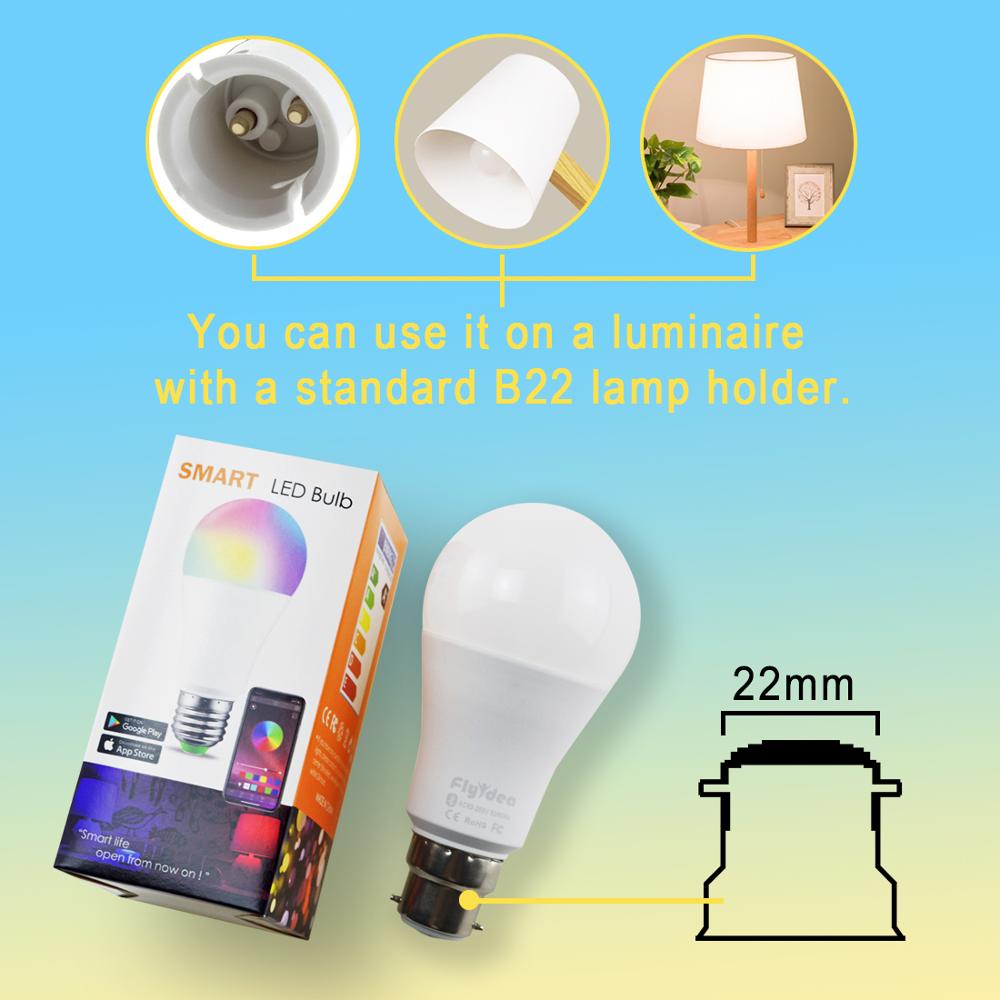 Smart Home Lighting Wireless Bluetooth led Light B22 Color Changing Magic Bulb Dimmable lamp RGBW 20 Modes Apply to IOS Android
