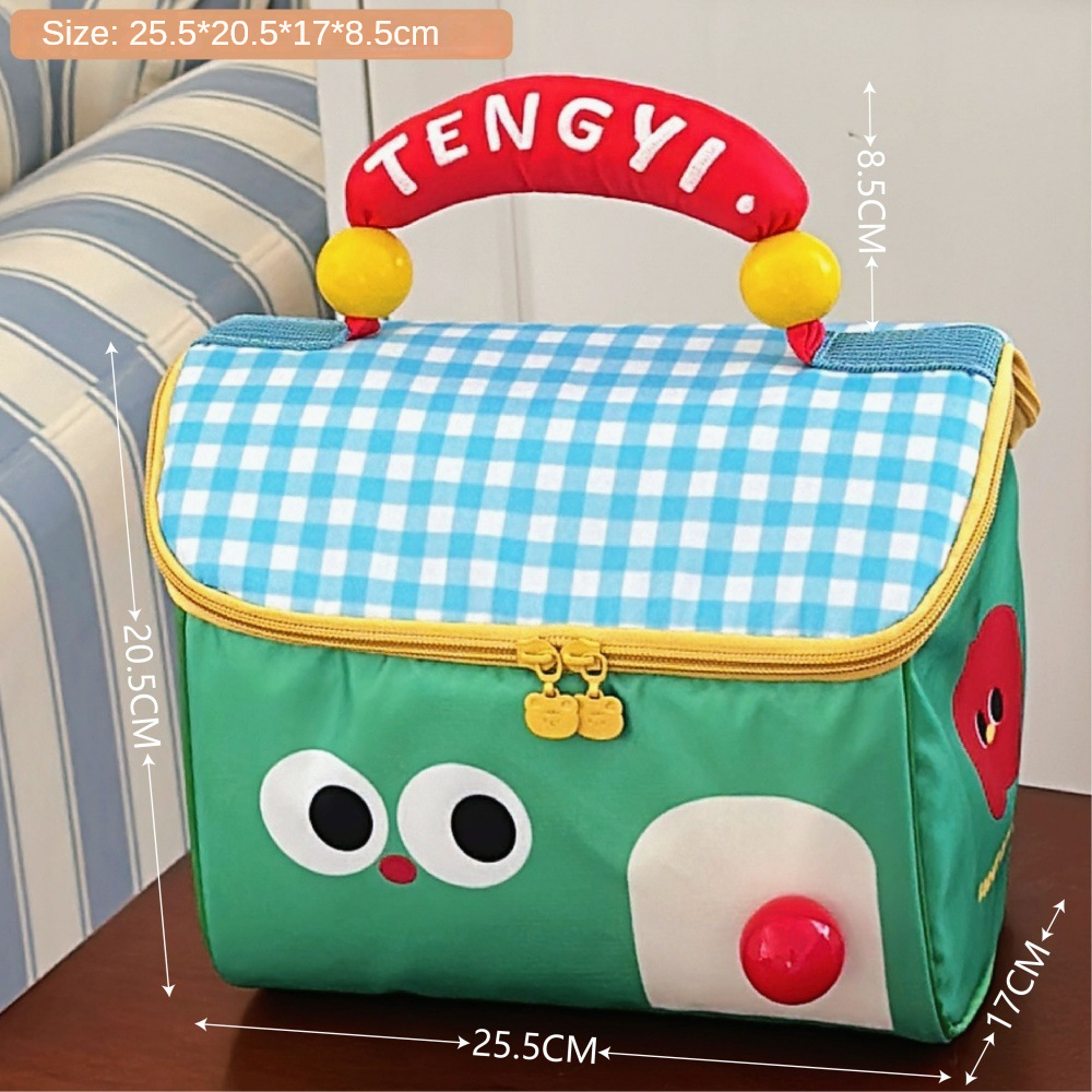Cute Cottage Makeup Bag Large Capacity Multifunctional Fresh-Keeping Insulated Lunch Box Bag Handbag Beauty Bag: SKY BLUE