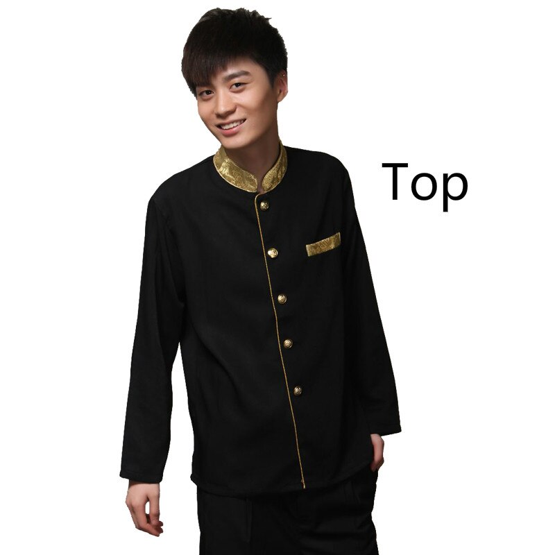 Long Sleeve Restaurant Waiter Uniform for Women Hotel Waitress Working Uniform Autumn Fast Food Waiter Tops +Apron Work Wear 89