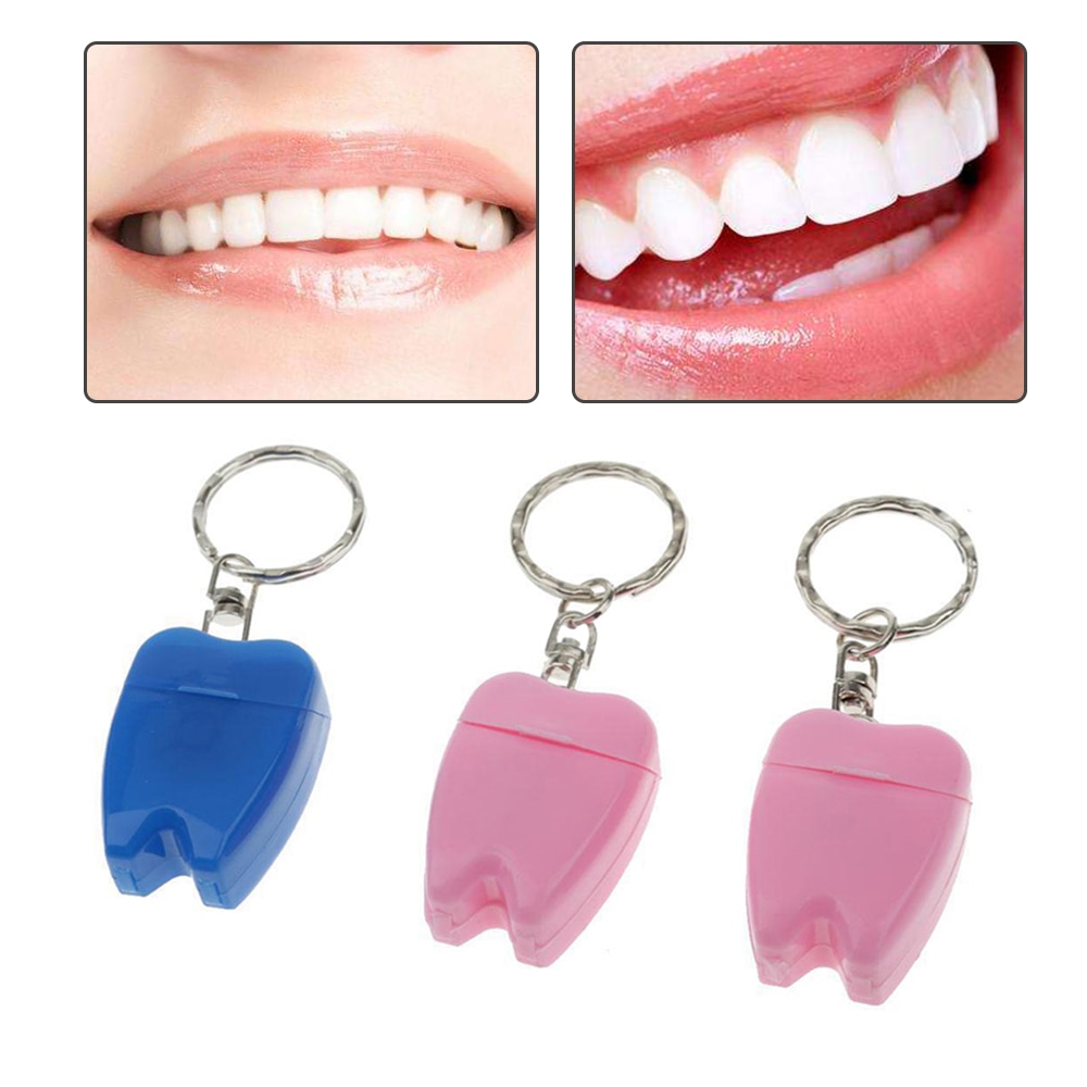 1Pcs 15M Willekeurige Kleur Bleken Rager Tanden Stick Tandenstokers Draagbare Sleutelhanger Tanden Floss Voor Tanden Reinigen