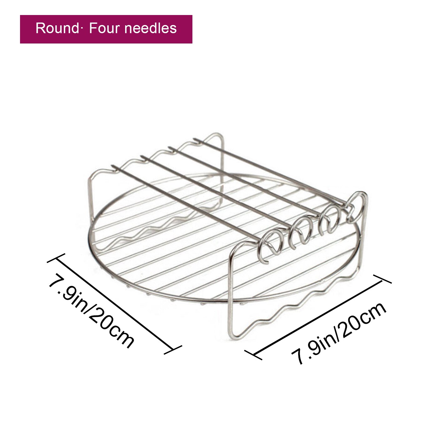 Double Layers Air Fryer Racks Stainless Steel Grill Multi-purpose Roasting Rack Skewers Baking Tray Air Fryer AccessoriesTools: 20cm 4 skewers