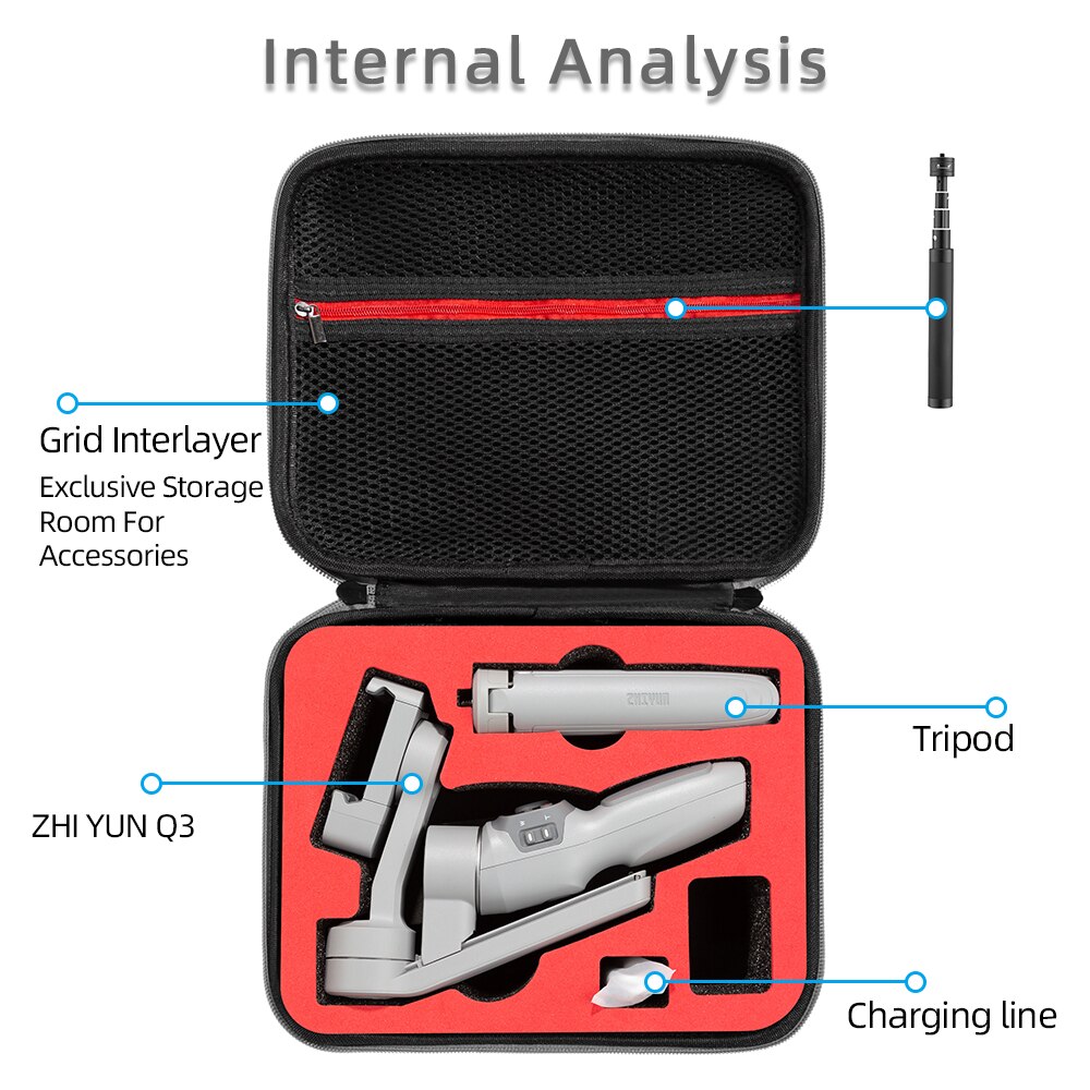 Smooth Q3 Storage Case Waterproof Hard Cover Shell Gimbal Stabilizer Handbag Travel Bag For ZhiYun Smooth Q3 Accessories