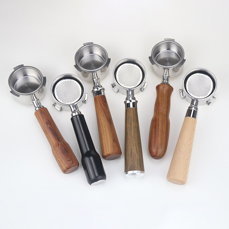 51/54mm Coffee Machine Handle Three Ears Bottomless Stainless Steel Primary Color Solid Wood Detachable Coffee Machine Handle