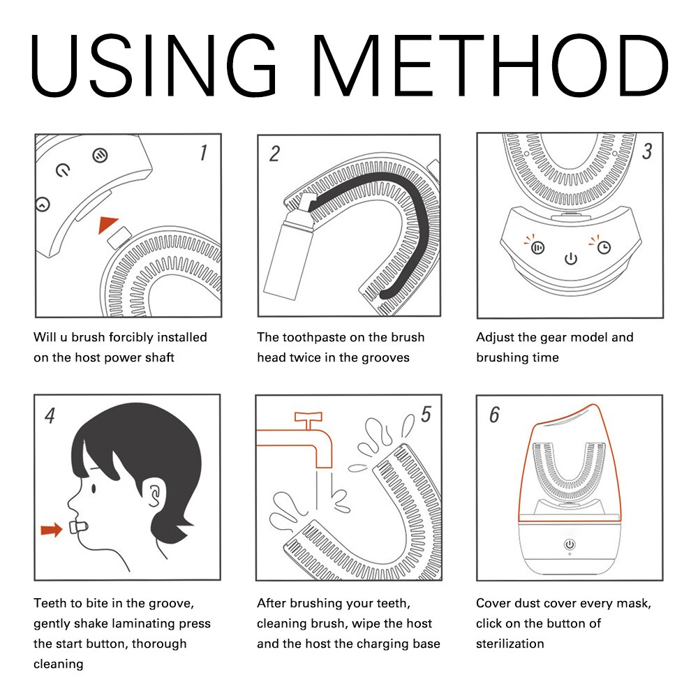360 Degrees Intelligent Automatic Sonic Electric Toothbrush U Type Automatic Sonic Electric Toothbrush