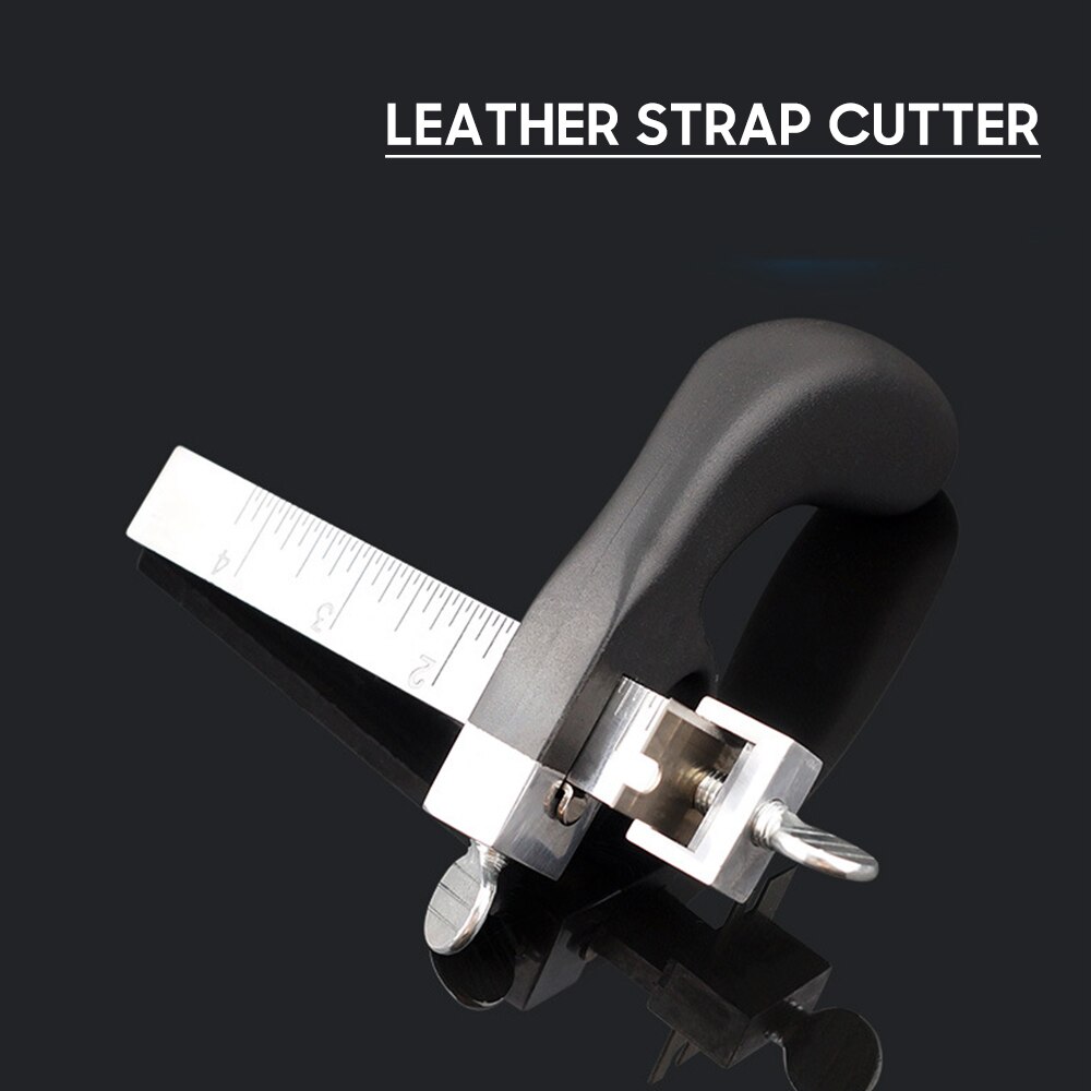 Leather Strap Cutter Hand Cutting Leather Tool Leather Strip Belt Cutter with Gauge Aluminium Handle for DIY Leathercraft