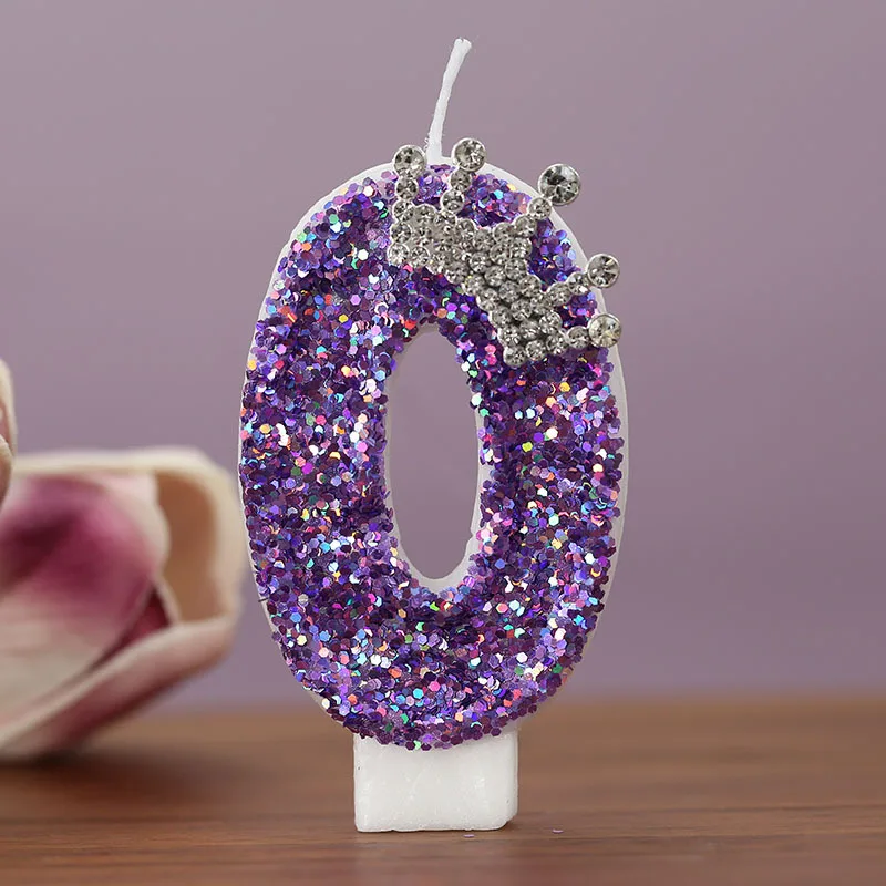 Purple crown Birthday Candles number 0 to 9 Princess cake decoration candles Anniversary Party decorations: Red