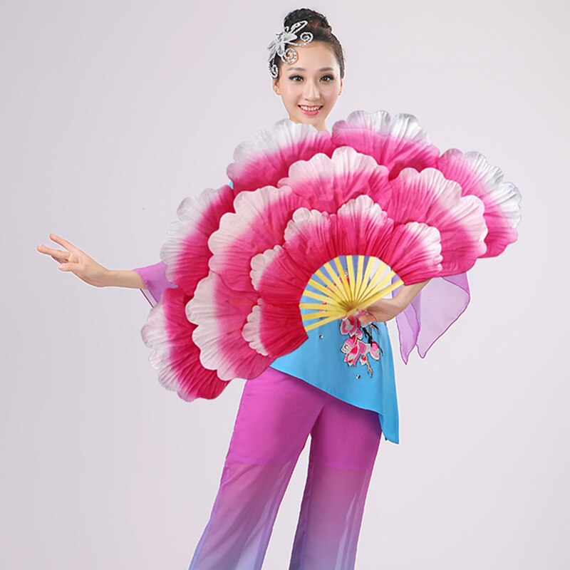 Pivoine fleur ventilateur scène performance ventilateur handfan double face grand fleur pétales ventilateur groupe danse performance accessoire