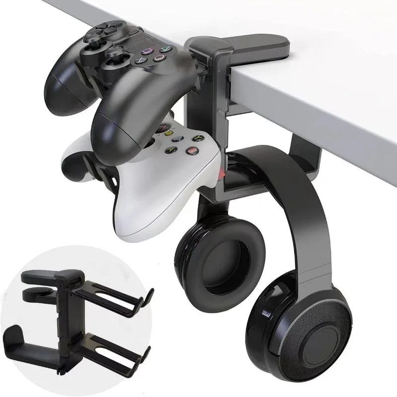 2In1 Gaming Hoofdtelefoon Stand Verstelbare Bureau Rand Haak Gamepad Headset Bureau Hanger Rotatie Headset Ondersteuning Oortelefoon Houder