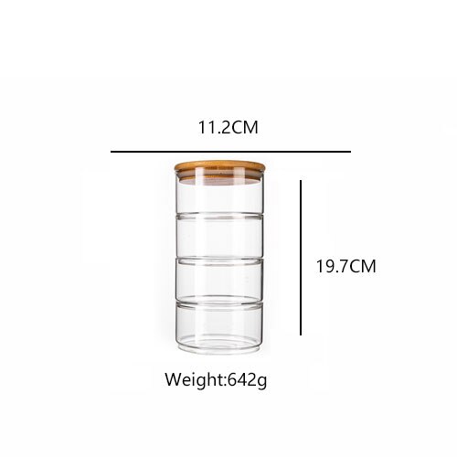 Pot de stockage de nourriture en verre scellé conteneur multi-grains étanche à l'humidité empilé multi-couche cuisine réfrigérateur bol à salade de fruits: 4pcs-set-1