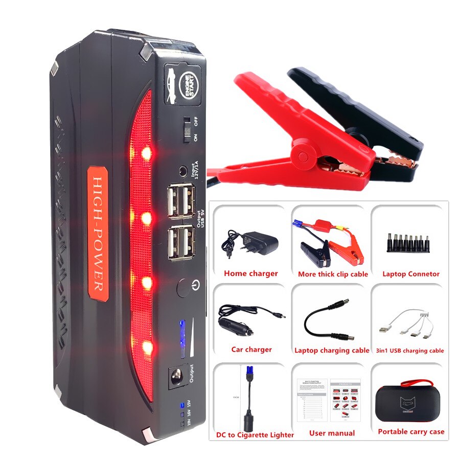 OBDIICAT-D8 Newest 600A Starting Device Power Bank Jump Starter Car Battery Booster Emergency Charger 12v Multifunction Device