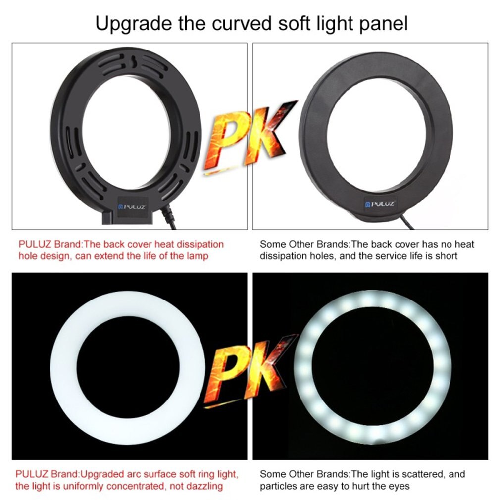 Live Broadcast White Light Monochromatic Temperature Led Ring Light Cambered Ring Photography Lights