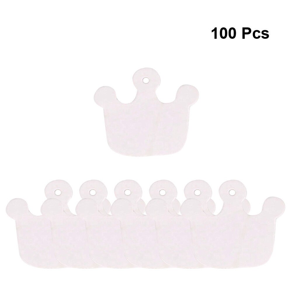 100 Stuks Labels Tags Kraft Kaarten Papier Crown Shape Opknoping Tags Kaarten Zonder Touw (Wit)