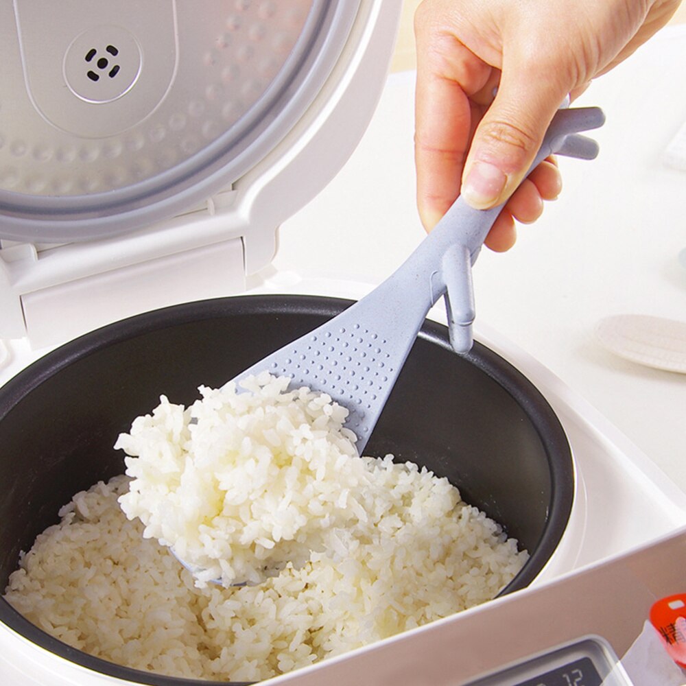 Non-stick Rice Paddle with Squirrel-shaped Handle Standing Ladle Household Kitchen Tool(Green)