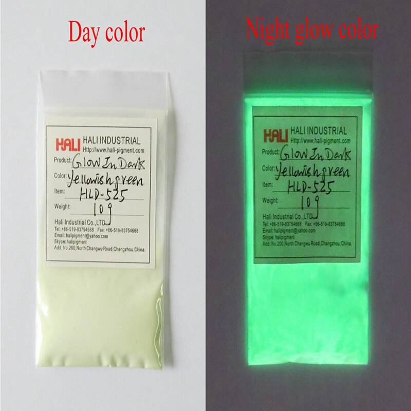 Glow in dark poeder, fotoluminescerend poeder, luminescerend poeder , 1 partijen = 10 kleuren ,10 gram per kleur.