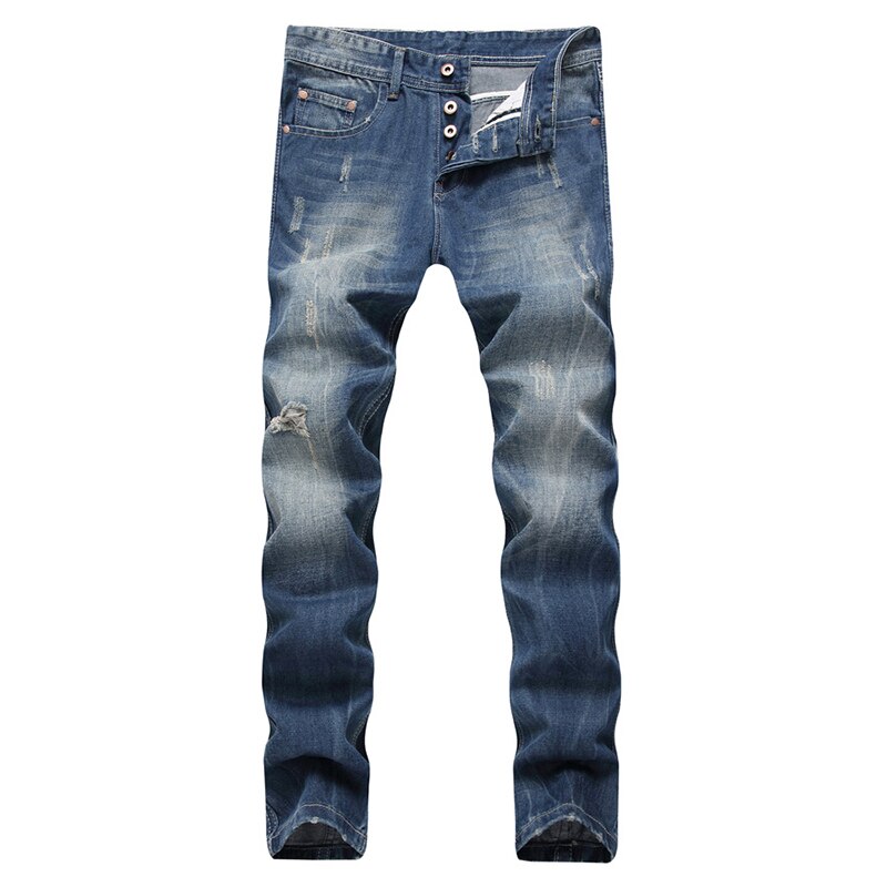 Men Jeans Torn Old Straight Cotton Slim Painted Printed Stretch Motorcycle Jeans Brand Men Trousers Plus Size Destroyed: 38