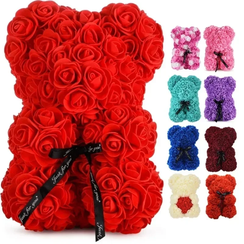 2025 Nouvelle fleur artificielle Rose éternelle ours en peluche pour maman fête des mères anniversaire saint valentin et décorations d'anniversaire