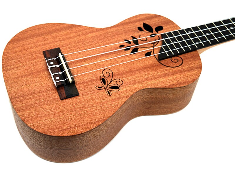 21 inch Ukulele Rosewood Fretboard 4 strings Hawaiian small Guitar Ukulele Electric Ukulele with Pickup EQ Butterfly love flower