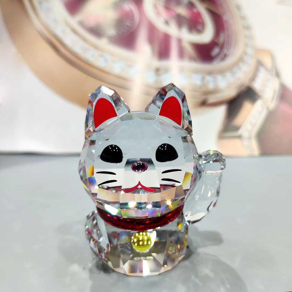 CRYSTAL CUTE CAT FIGURINES ORNAMENT GLASS CAT PAPERWEIGHT FENGSHUI DECOR COLLECTION CRAFT TOY FAVOR CHRISTMAS HOME DECOR