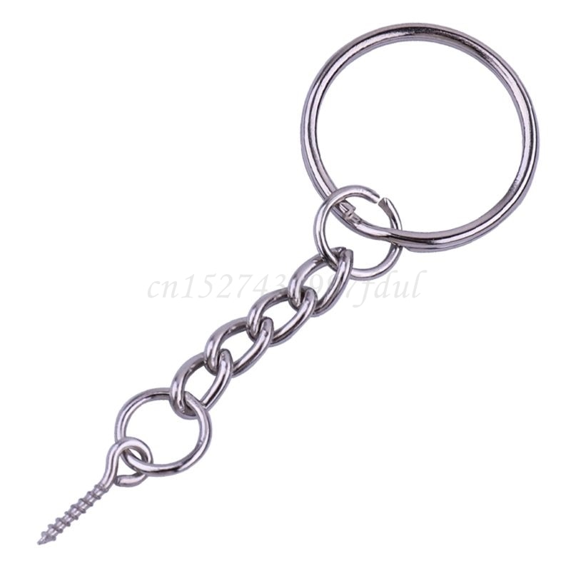 50 stk sølvskrue øje pin nøgleringe med åben hoppe ring kæde extender øje pins split nøglering smykker gør fund